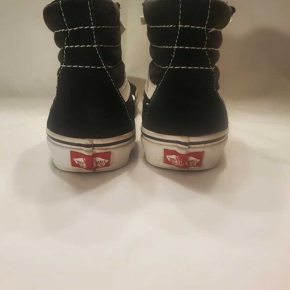 VANS Sk8-Hi Black With White Stripe Canvas High Top Sneakers Mns Sz 5 Wms Sz 6.5